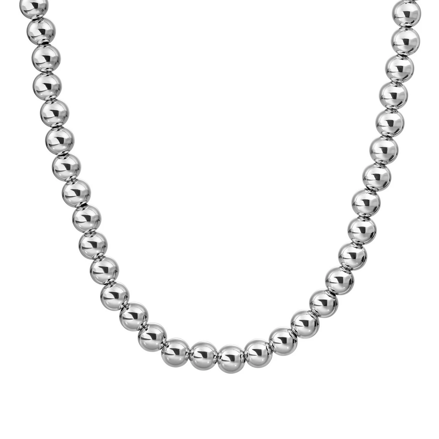 Beaded Necklace | 8mm Silver - 42cm