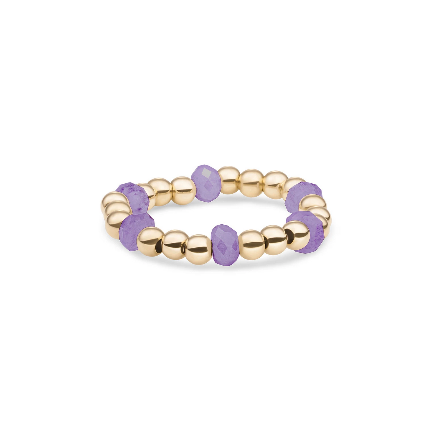 Beaded Ring | Facet roundel Amethyst - Gold
