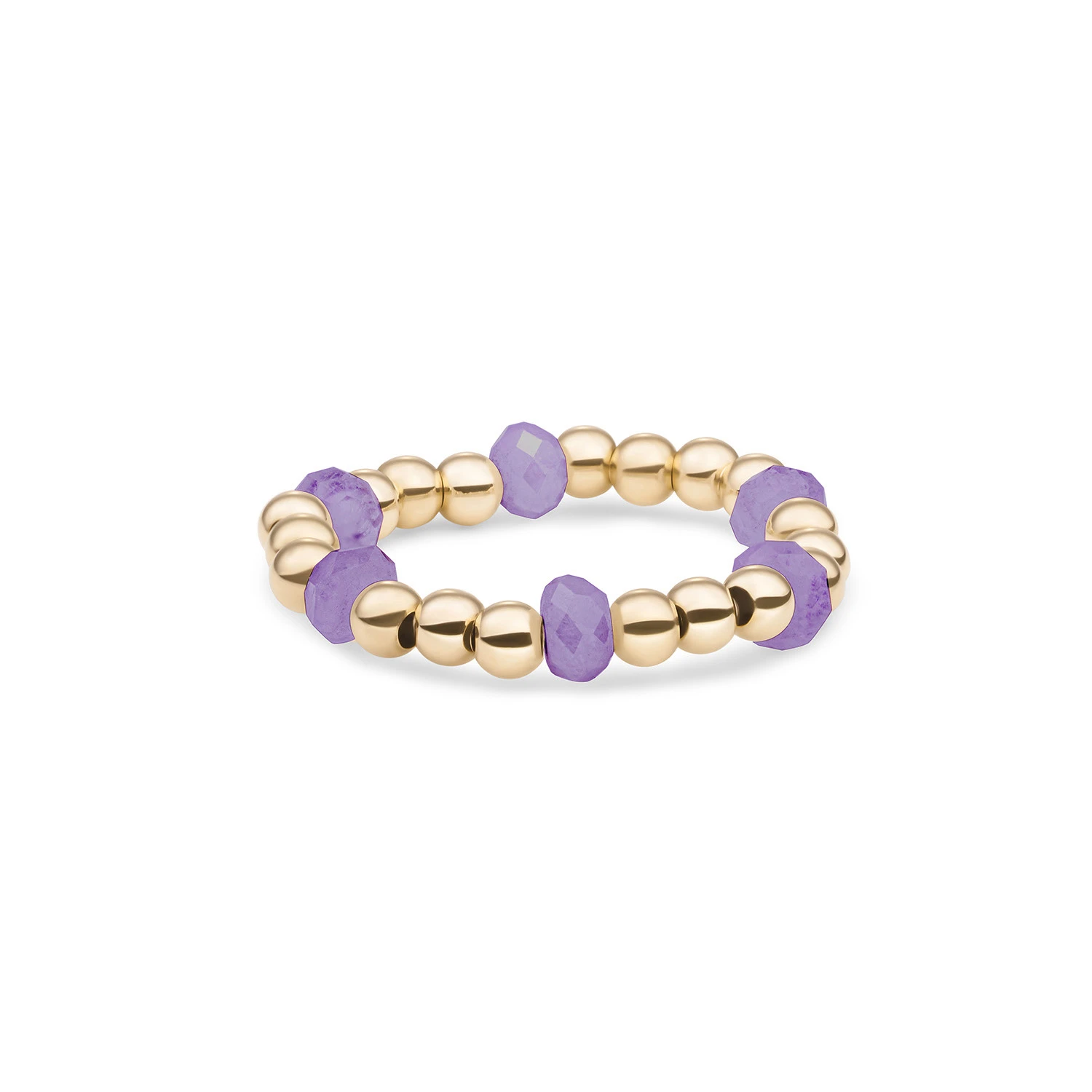 Beaded Ring | Facet roundel Amethyst - Gold