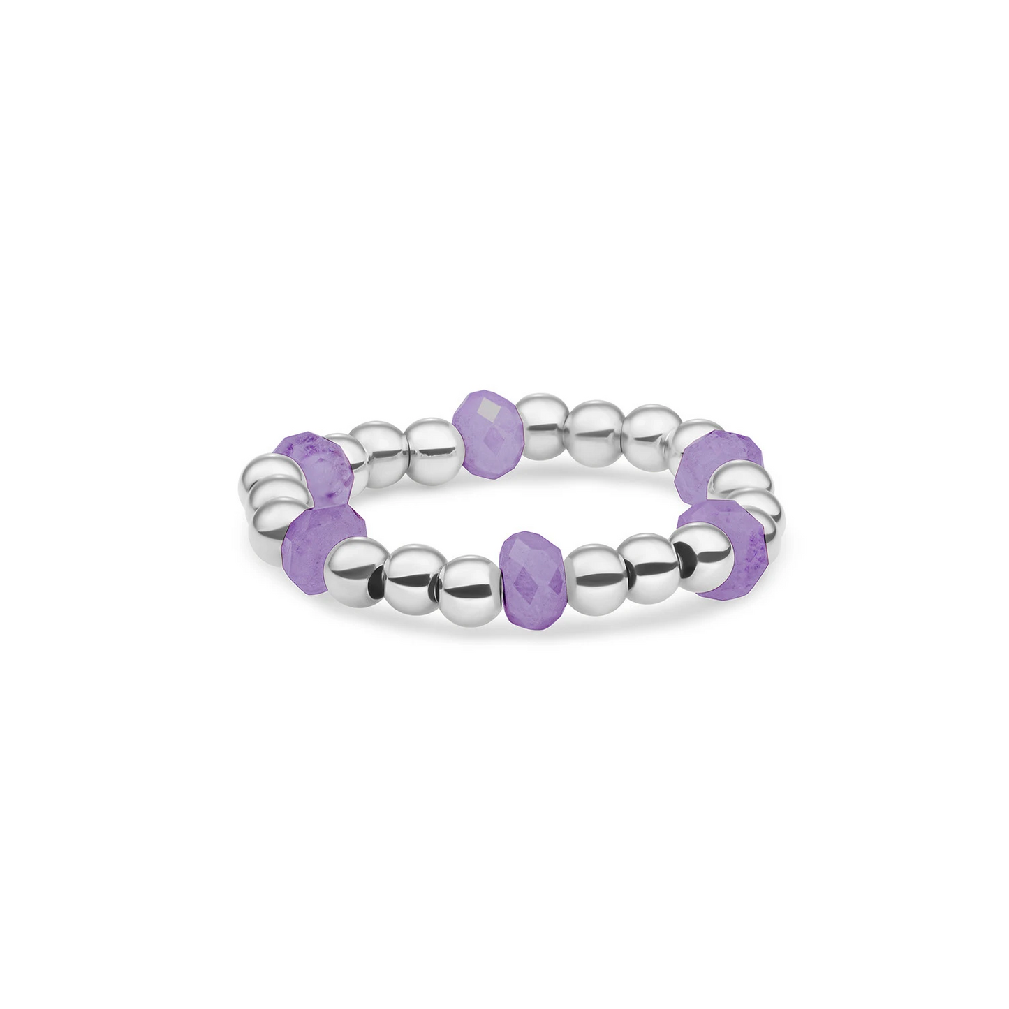 Beaded Ring | Facet roundel Amethyst - Silver