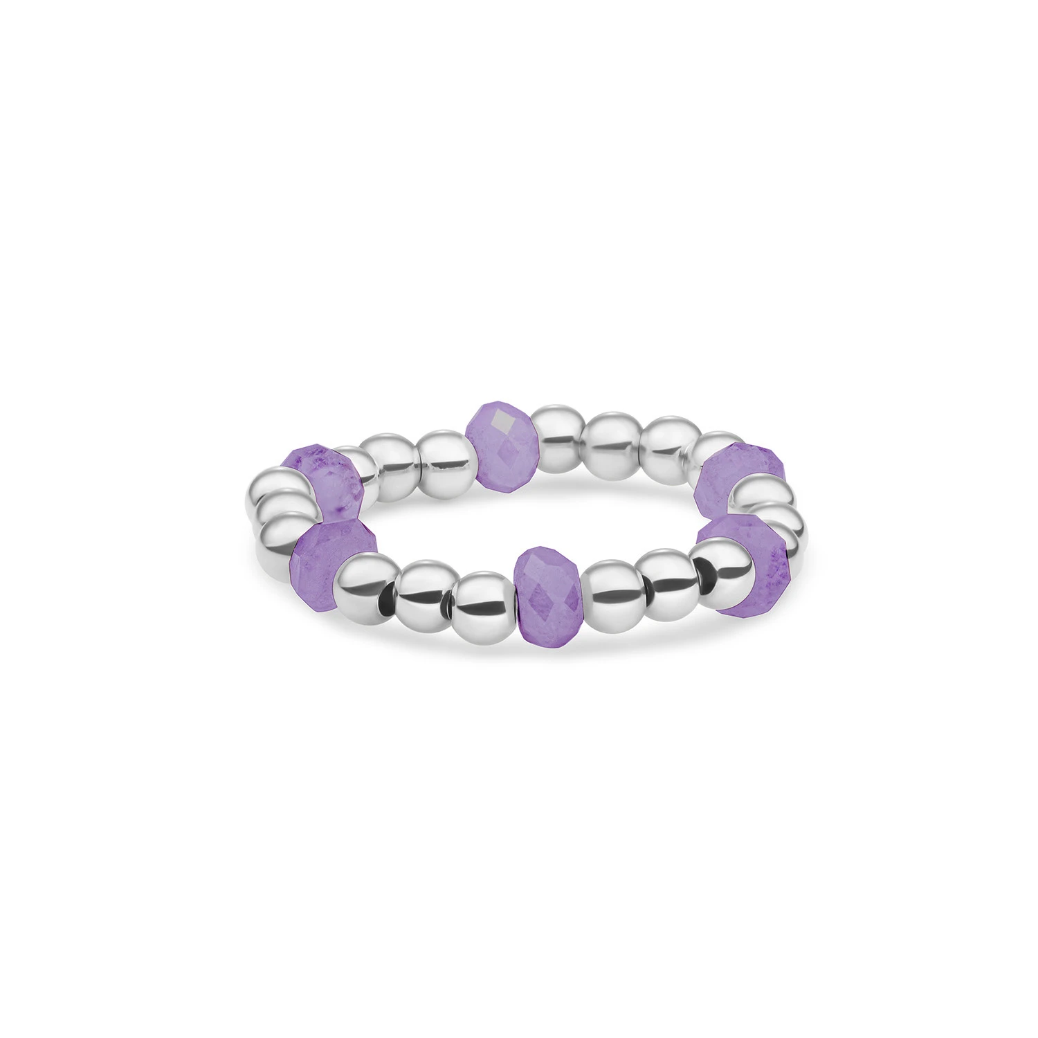 Beaded Ring | Facet roundel Amethyst - Silver