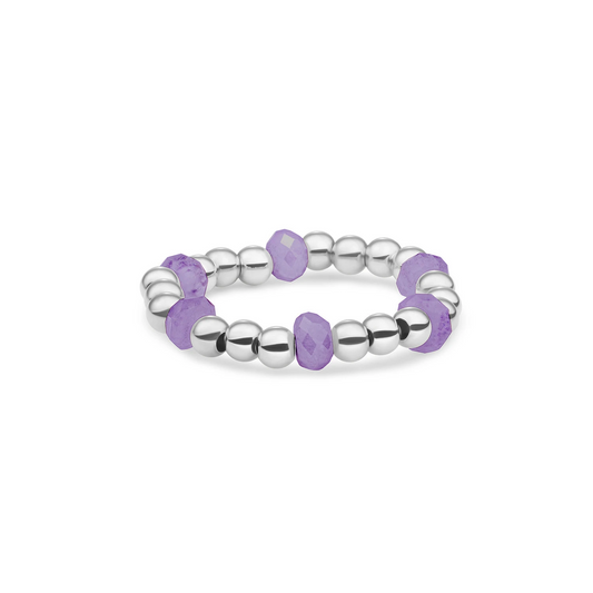 Beaded Ring | Facet roundel Amethyst - Silver