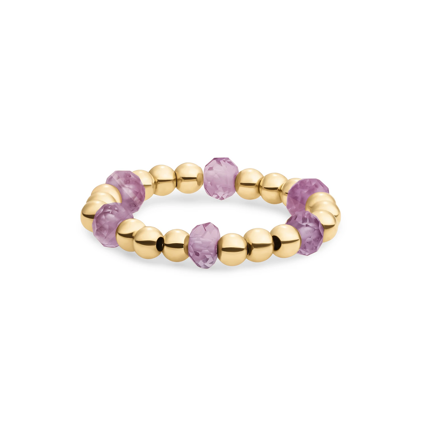 Beaded Ring | Facet roundel Aubergine Quartz - Gold