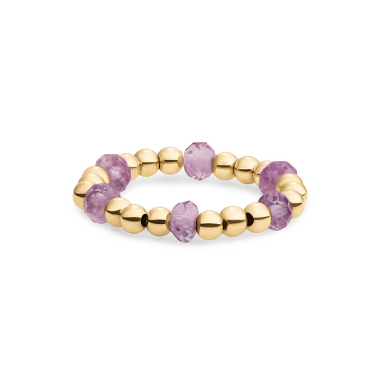 Beaded Ring | Facet roundel Aubergine Quartz - Gold