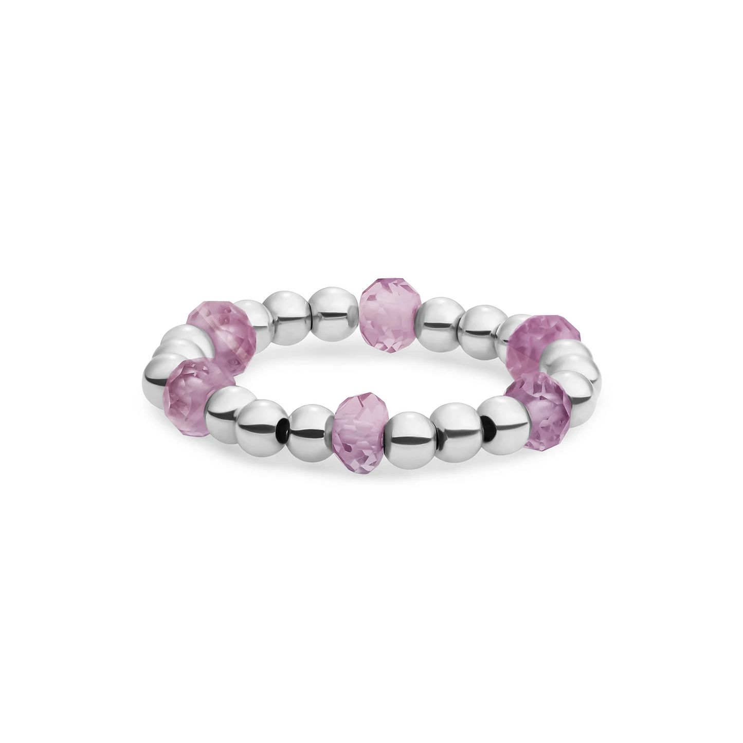 Beaded Ring | Facet roundel Aubergine Quartz - Silver