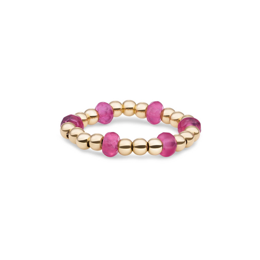 Beaded Ring | Facet roundel Candy Jade - Gold