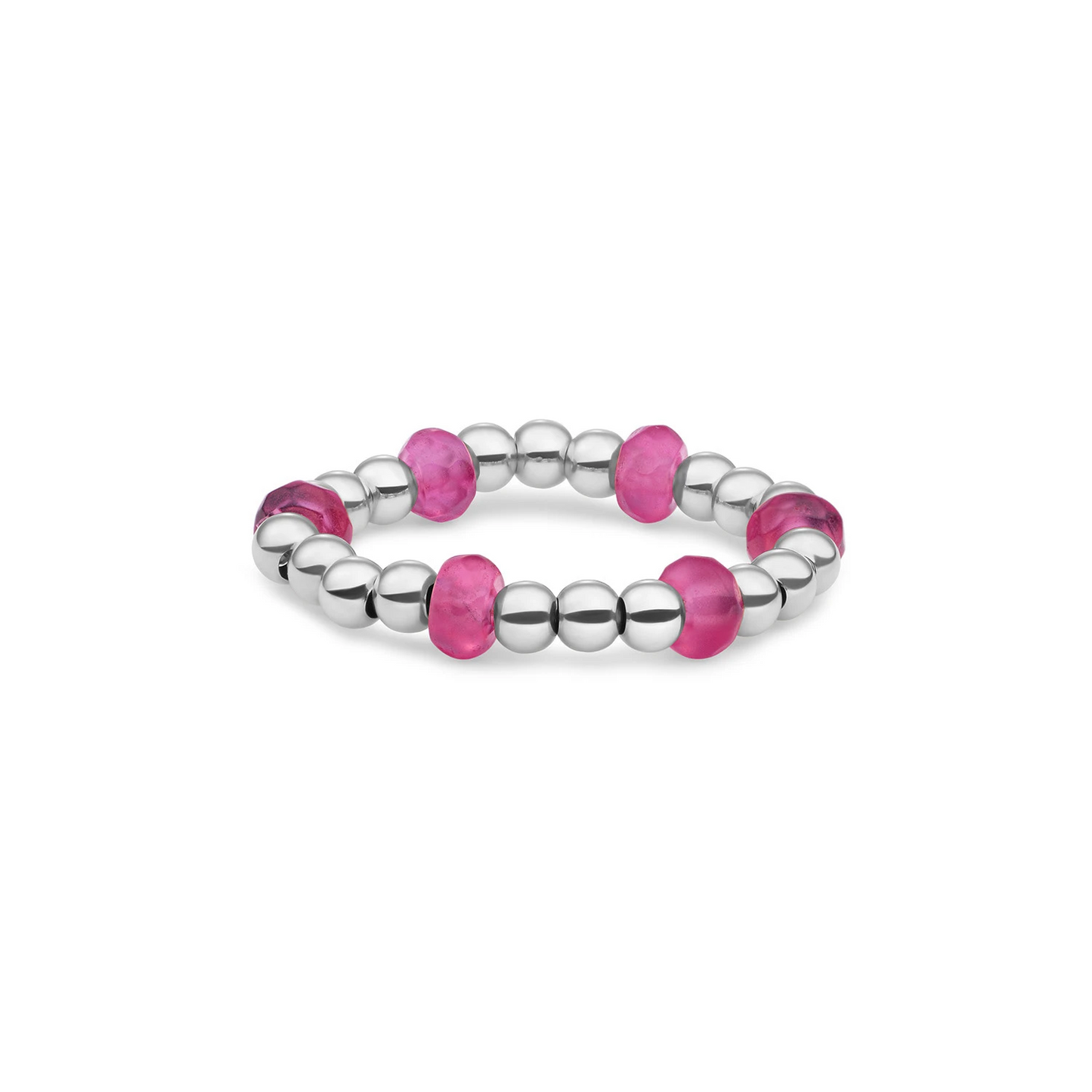 Beaded Ring | Facet roundel Candy Jade - Silver