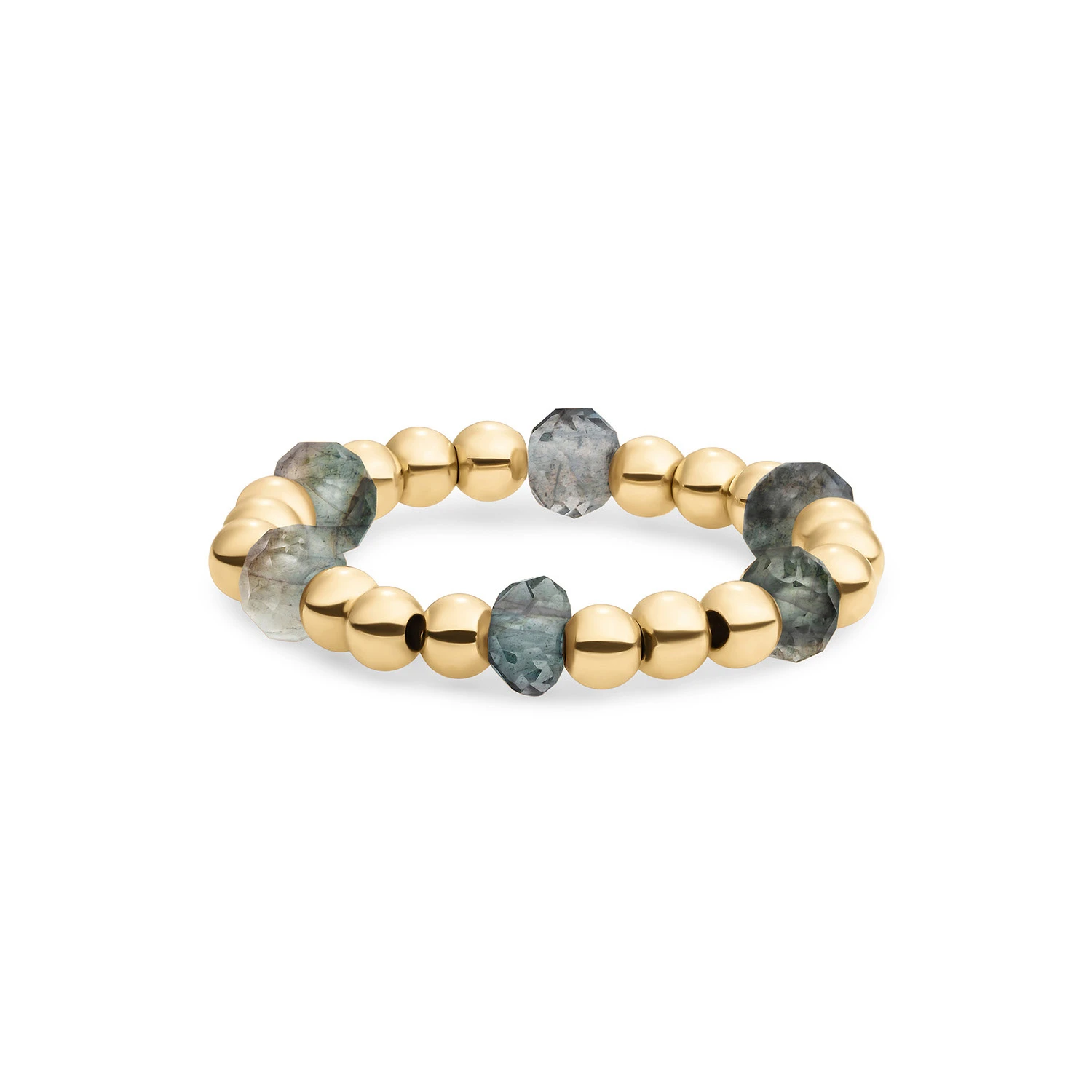 Beaded Ring | Facet roundel Labradorite - Gold