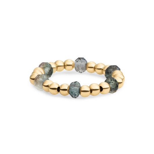 Beaded Ring | Facet roundel Labradorite - Gold