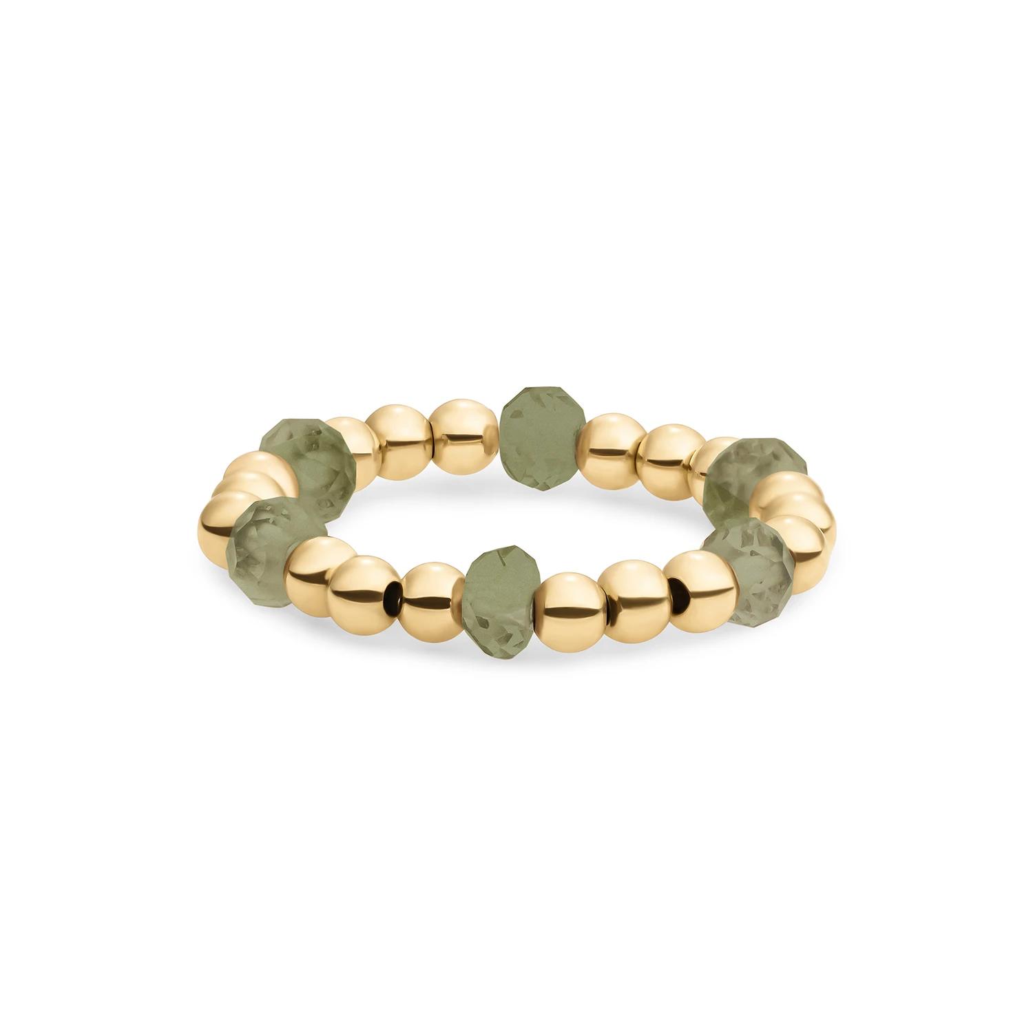 Beaded Ring | Facet roundel Lime Jade - Gold