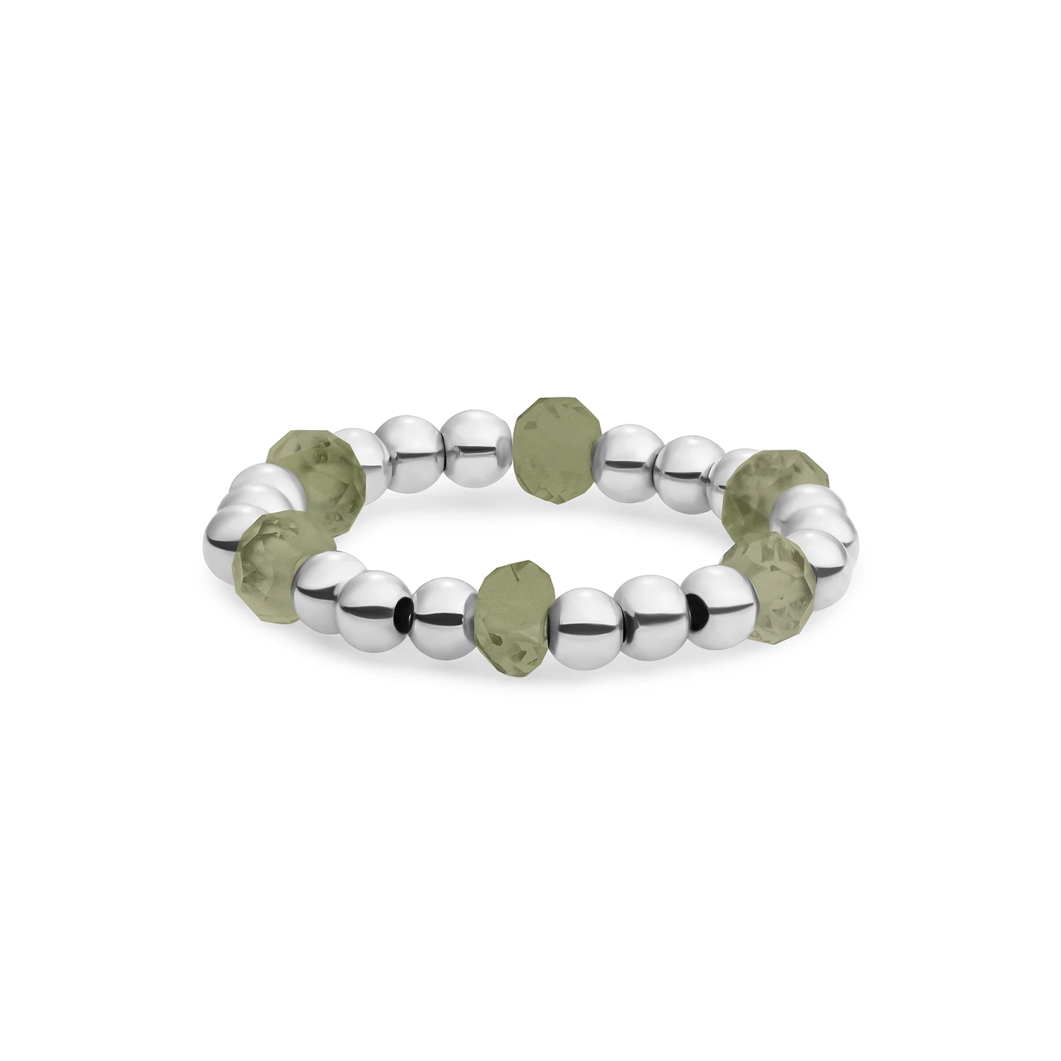 Beaded Ring | Facet roundel Lime Jade - Silver