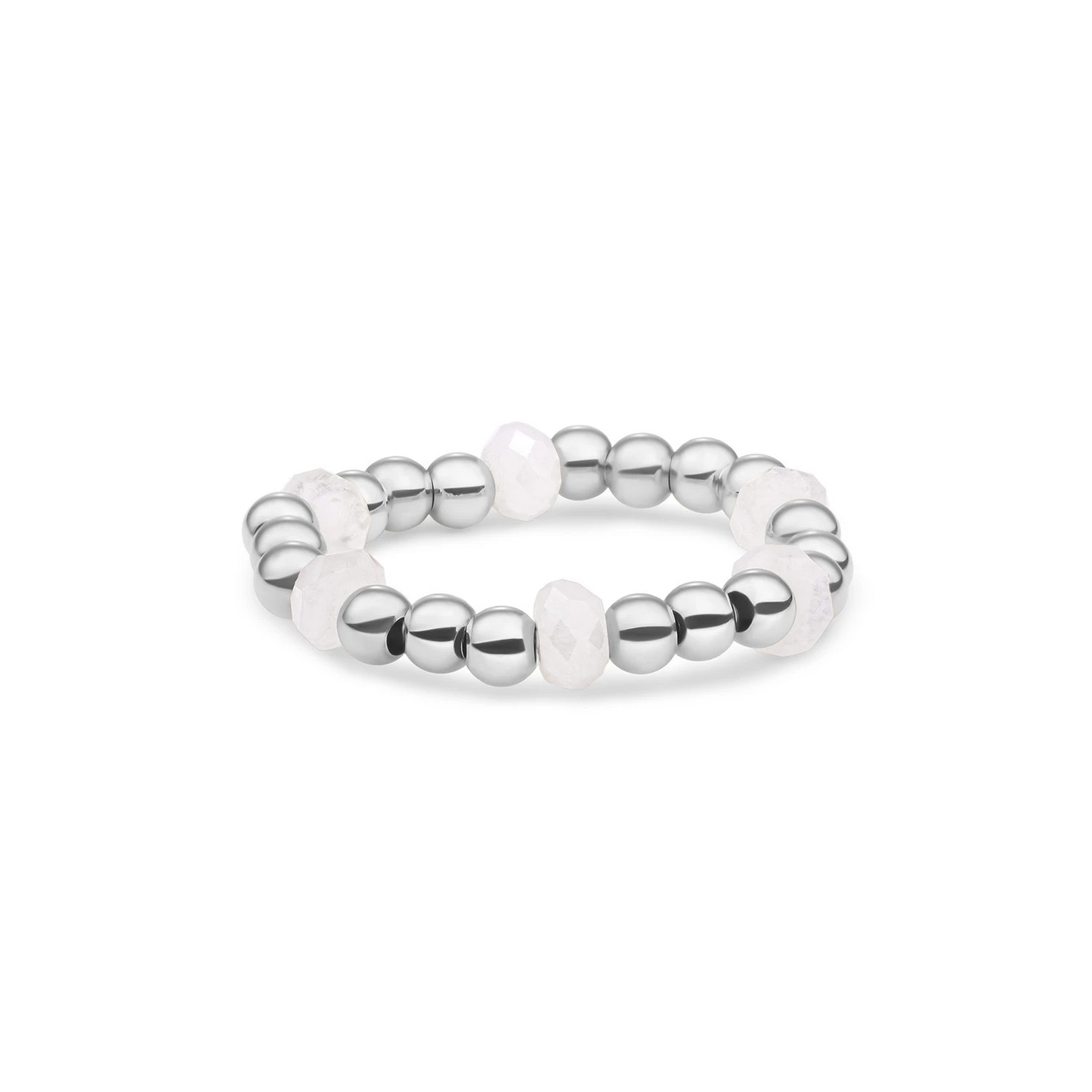 Beaded Ring | Facet roundel Moonstone - Silver
