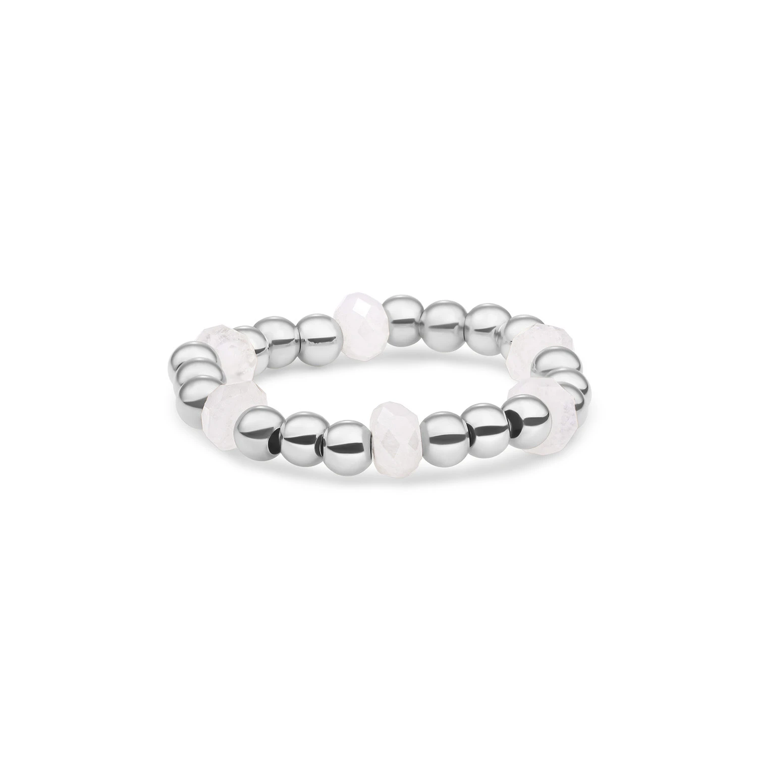 Beaded Ring | Facet roundel Moonstone - Silver