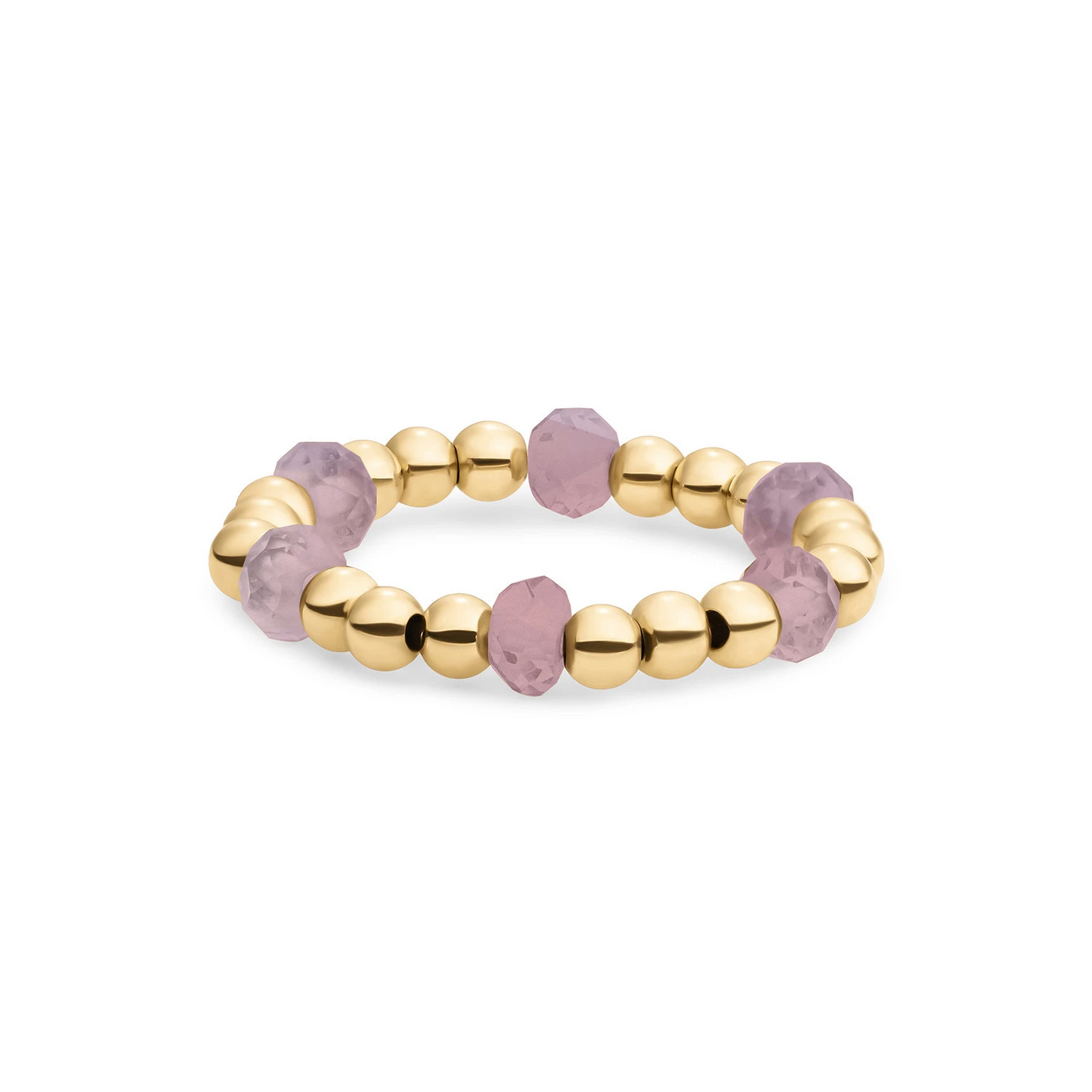 Beaded Ring | Facet roundel Pink Opalite - Gold