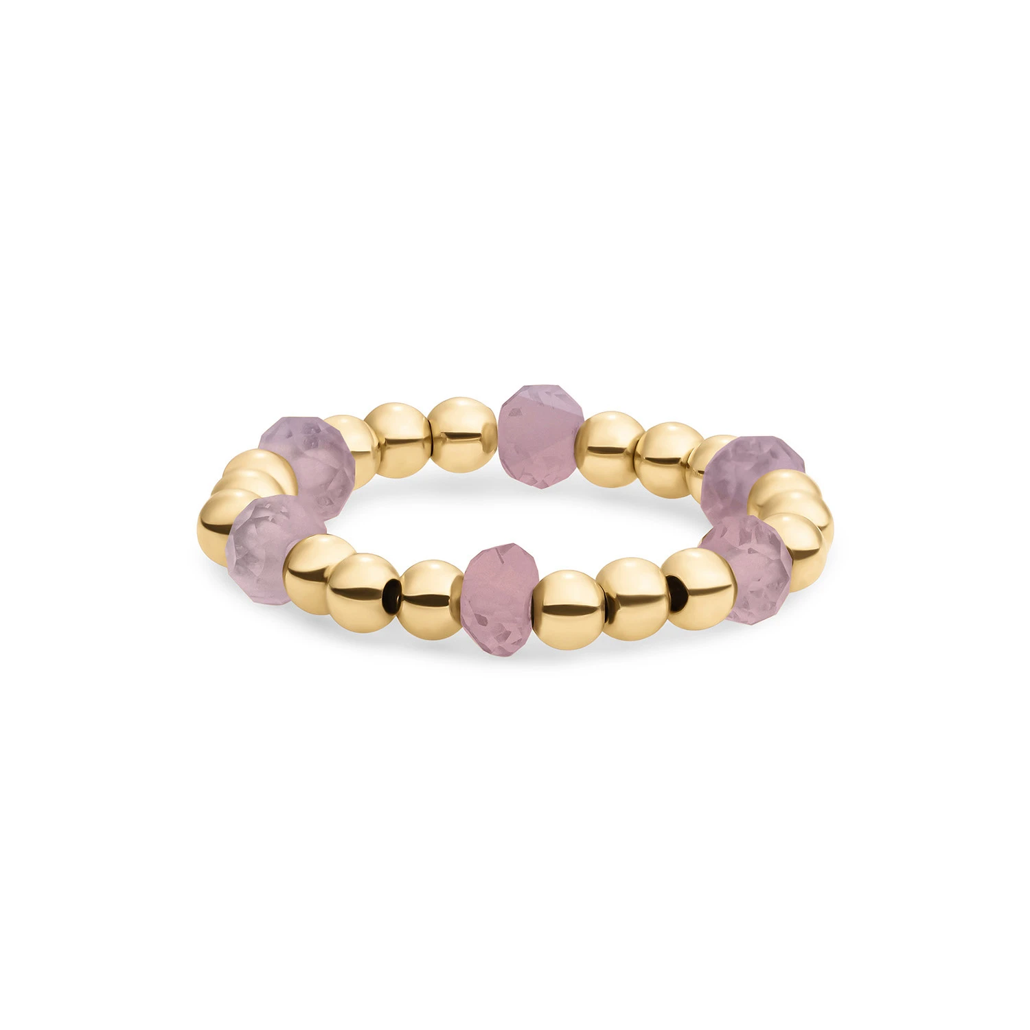 Beaded Ring | Facet roundel Pink Opalite - Gold