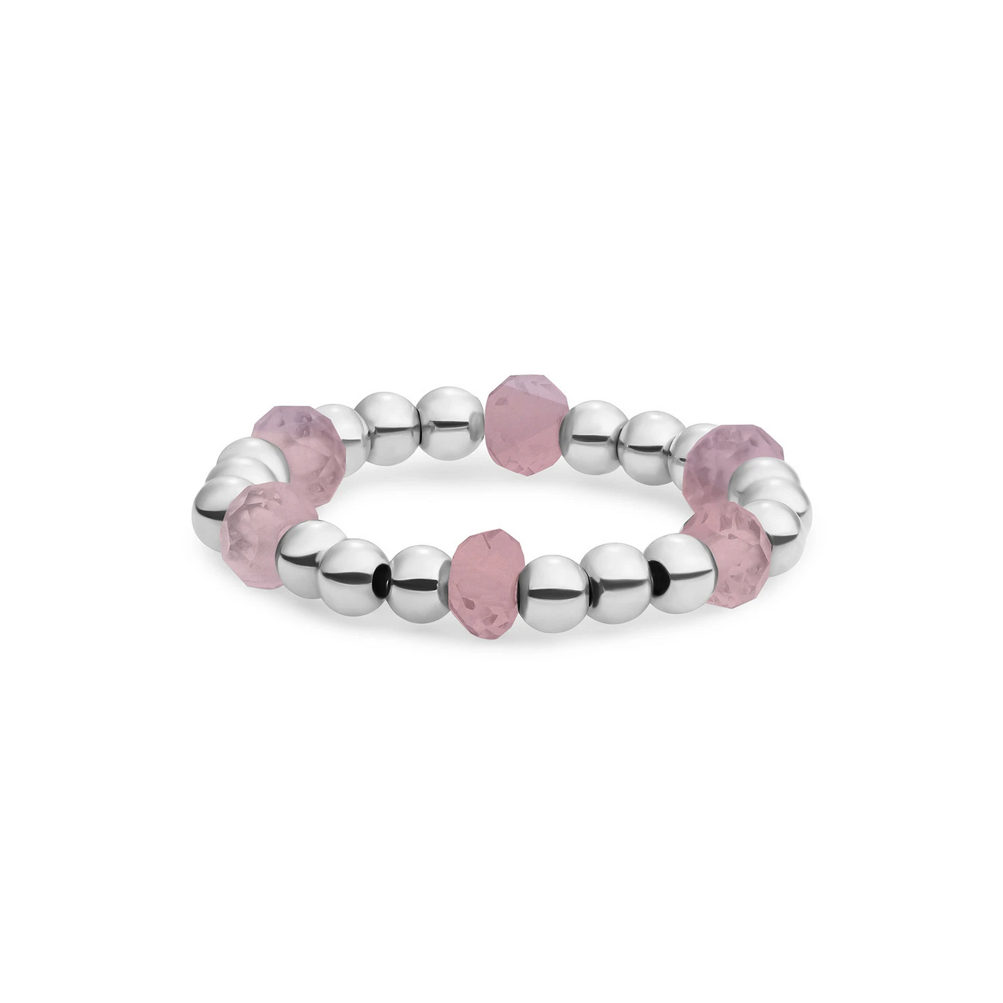 Beaded Ring | Facet roundel Pink Opalite - Silver