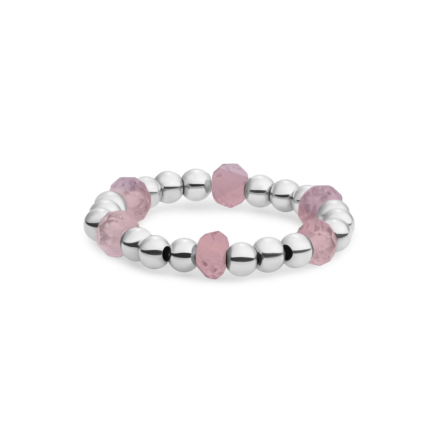Beaded Ring | Facet roundel Pink Opalite - Silver