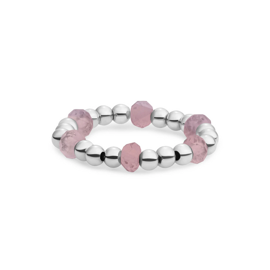 Beaded Ring | Facet roundel Pink Opalite - Silver