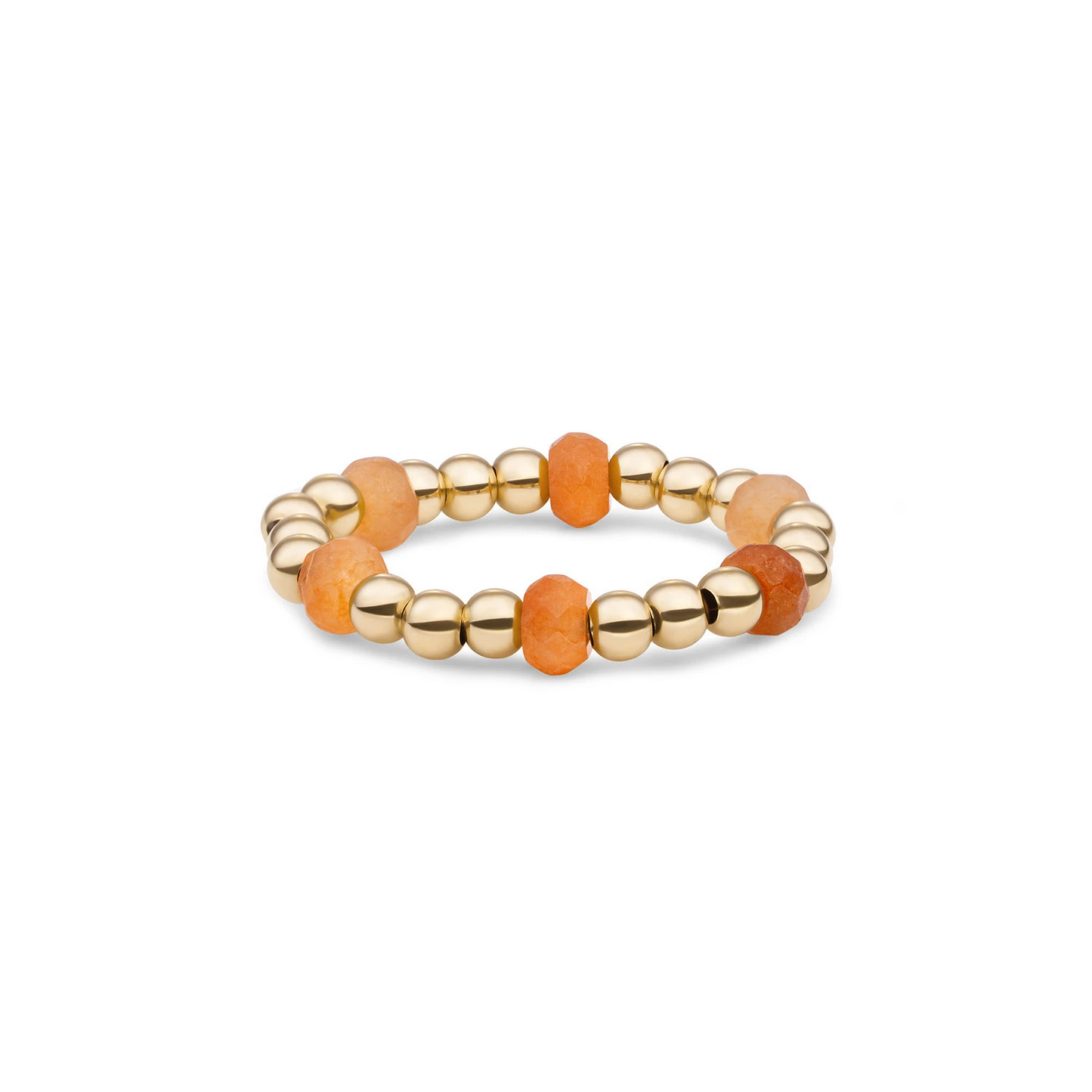 Beaded Ring | Facet roundel Red Aventurine - Gold