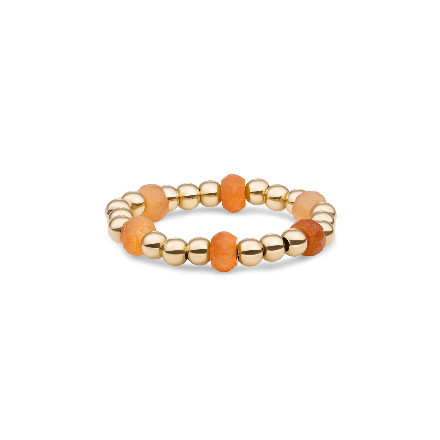 Beaded Ring | Facet roundel Red Aventurine - Gold