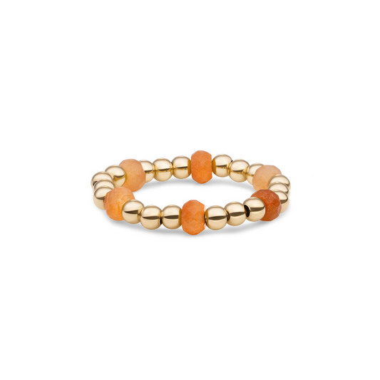 Beaded Ring | Facet roundel Red Aventurine - Gold