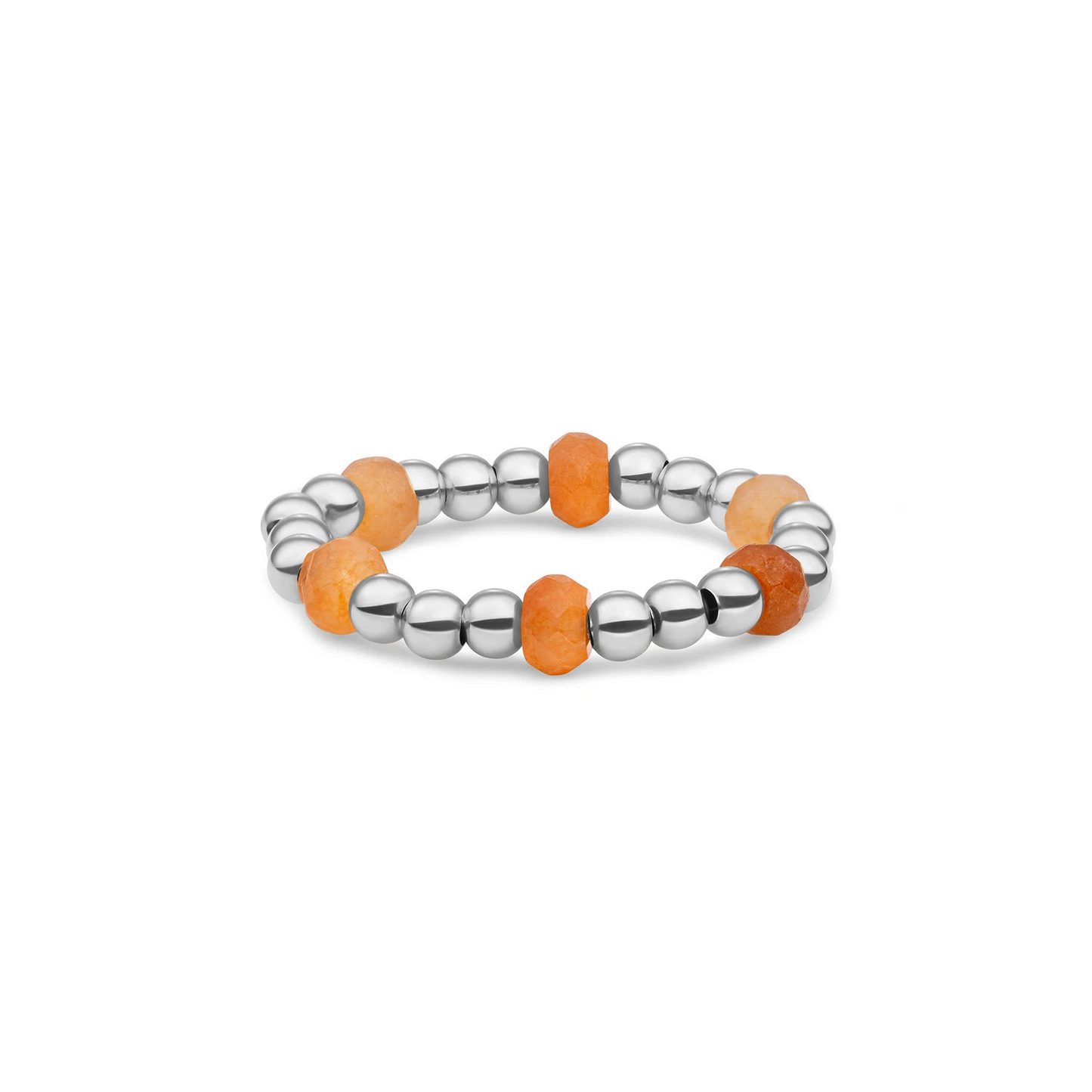 Beaded Ring | Facet roundel Red Aventurine - Silver