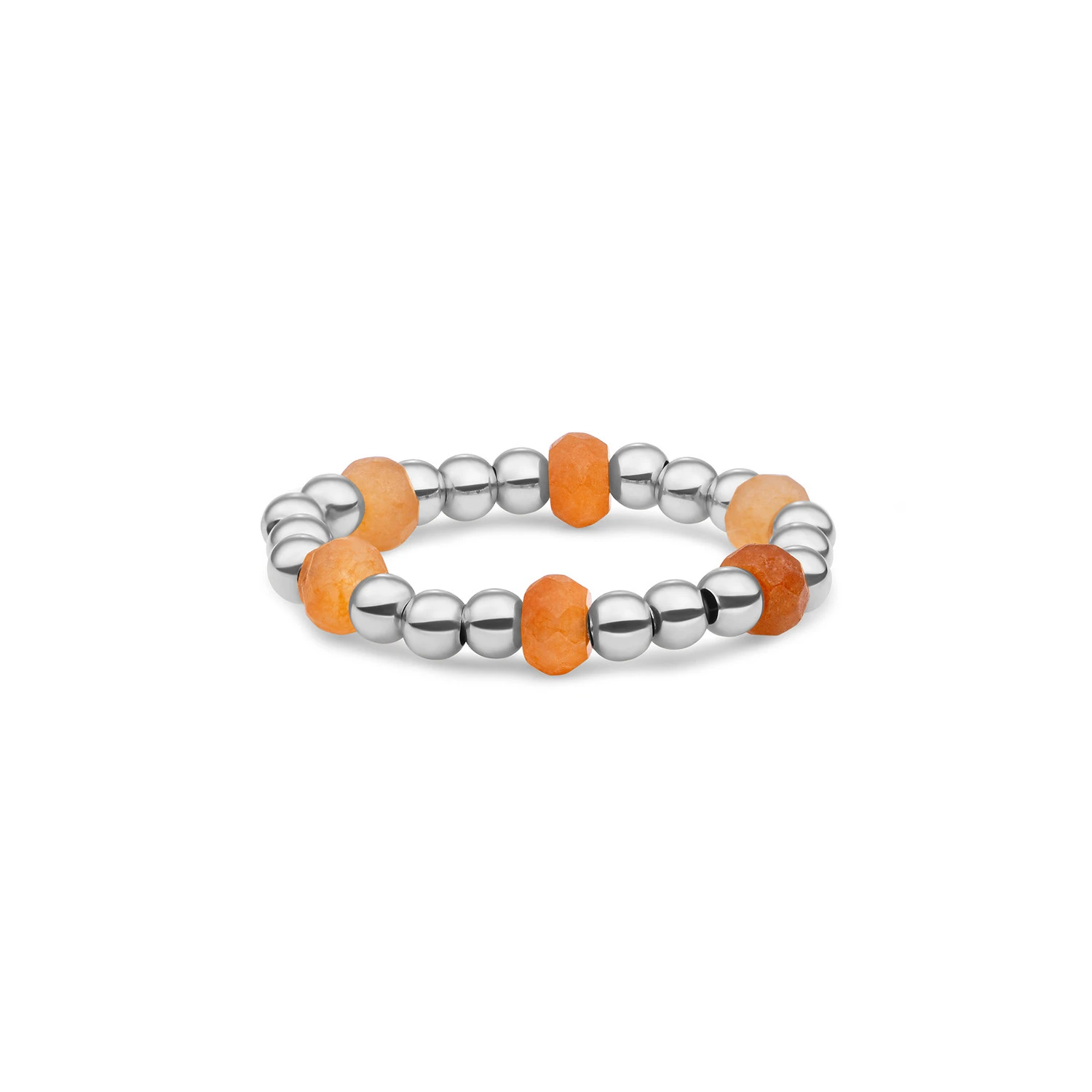 Beaded Ring | Facet roundel Red Aventurine - Silver