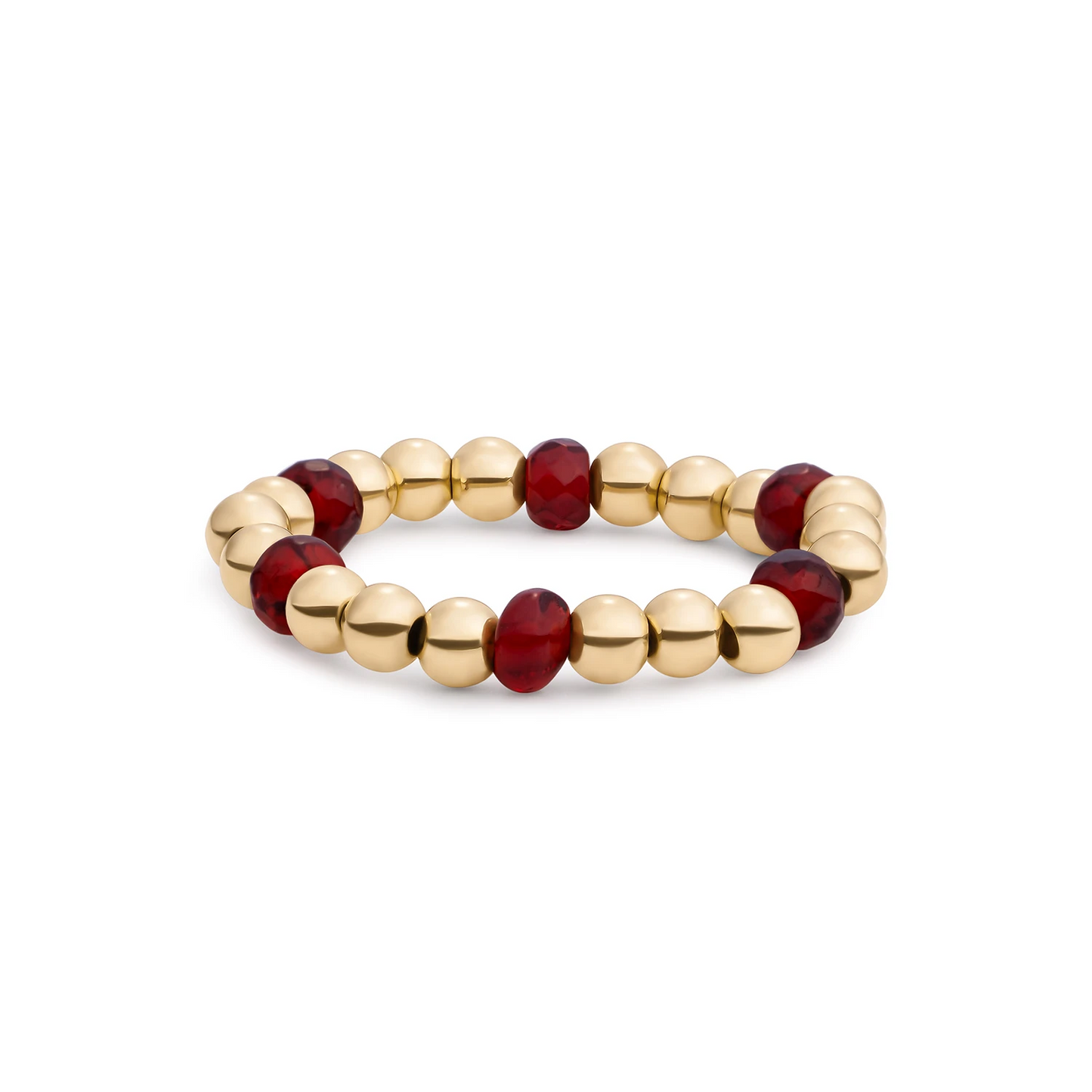 Beaded Ring | Facet roundel Ruby Quartz - Gold