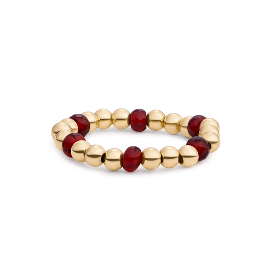 Beaded Ring | Facet roundel Ruby Quartz - Gold