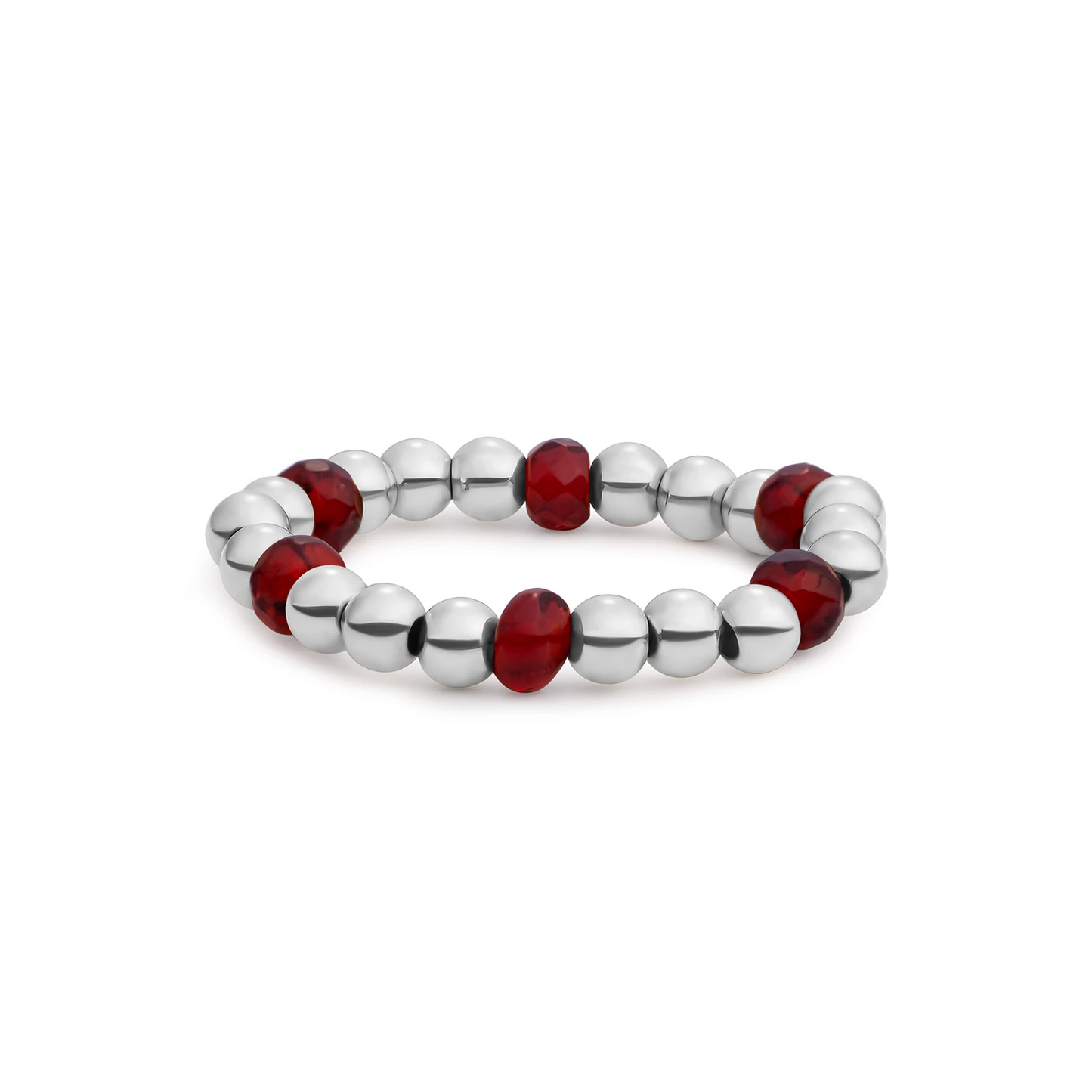 Beaded Ring | Facet roundel Ruby Quartz - Silver