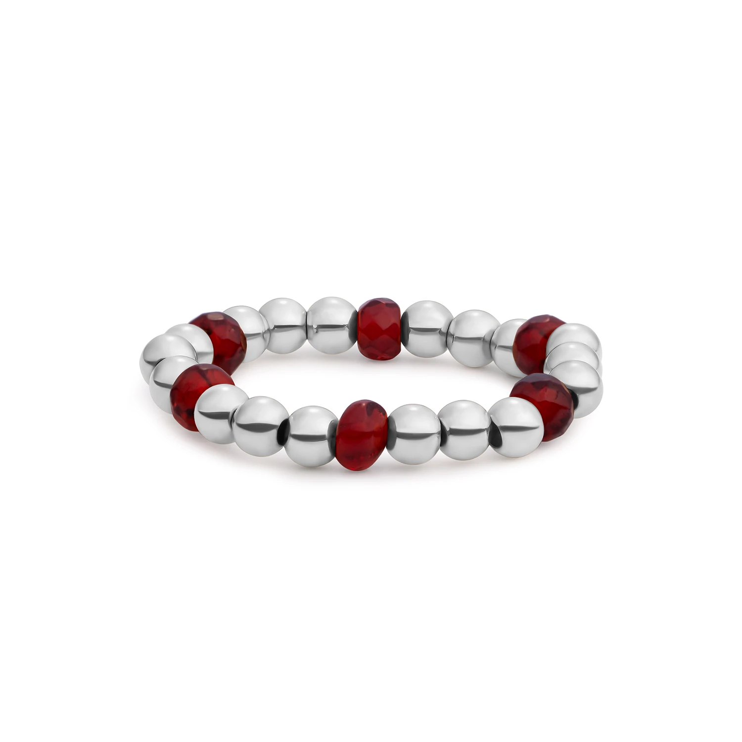 Beaded Ring | Facet roundel Ruby Quartz - Silver