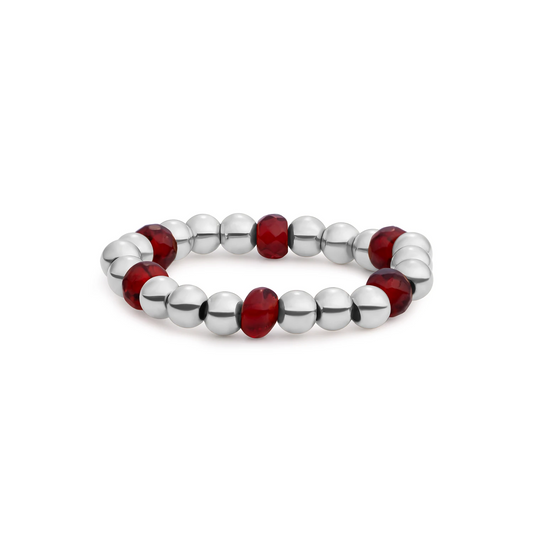 Beaded Ring | Facet roundel Ruby Quartz - Silver