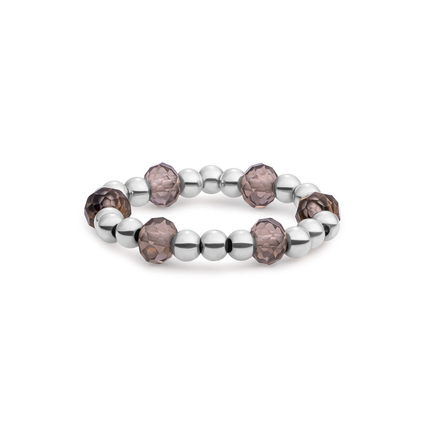 Beaded Ring | Facet roundel Smoky Quartz - Silver