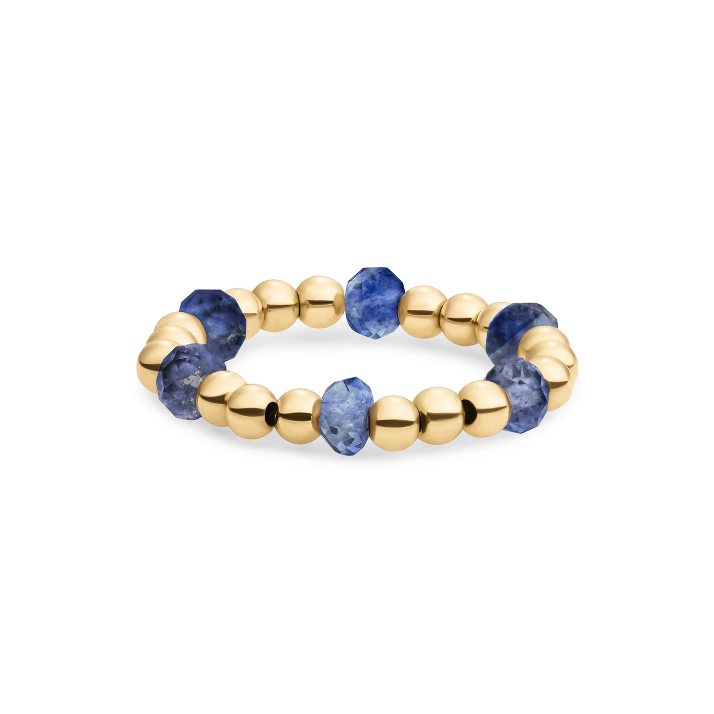 Beaded Ring | Facet roundel Sodalite - Gold