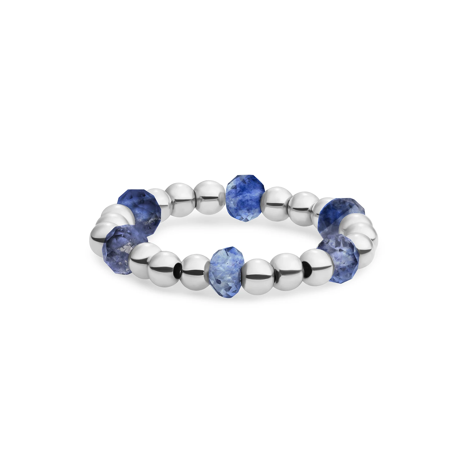 Beaded Ring | Facet roundel Sodalite - Silver