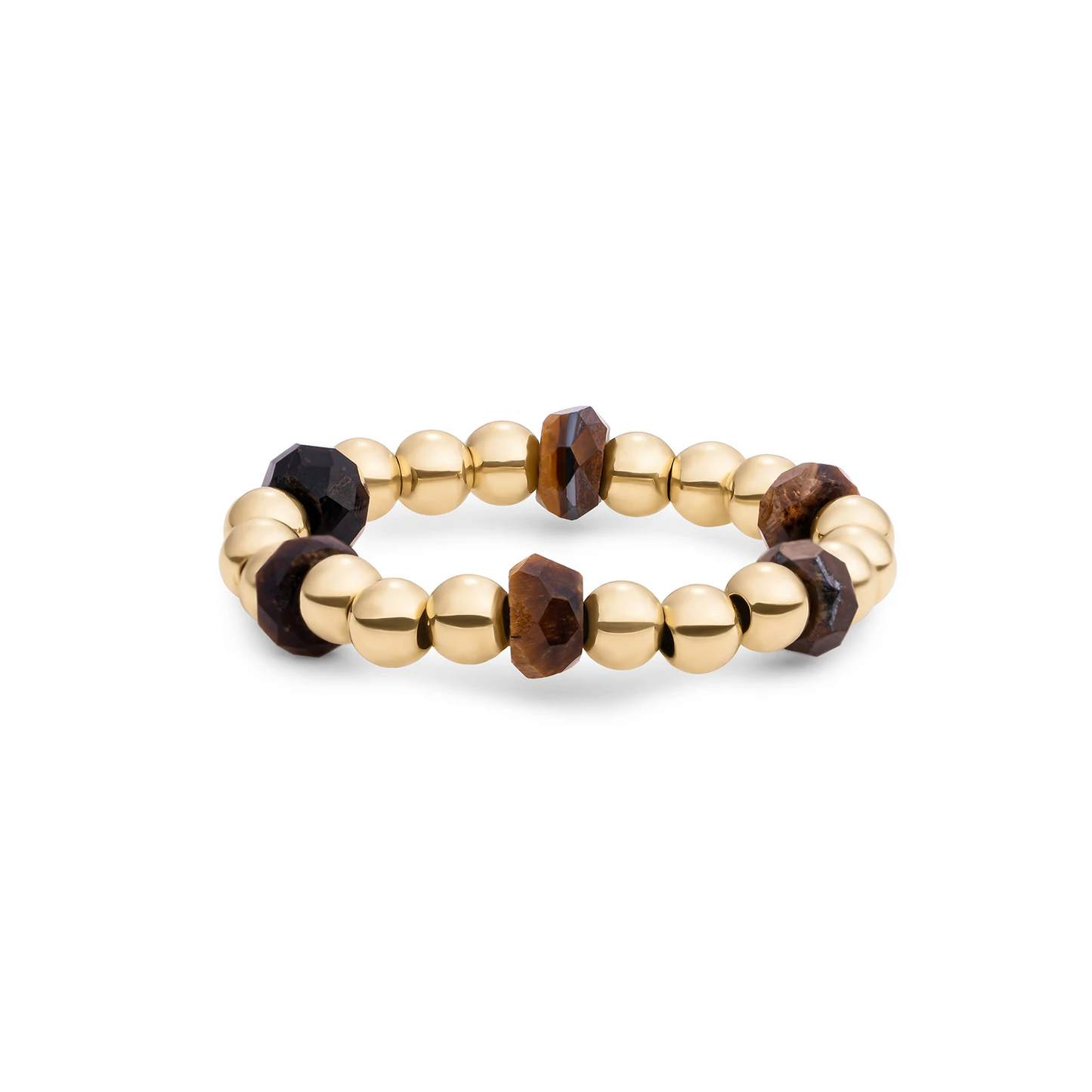 Beaded Ring | Facet roundel Tiger Eye - Gold