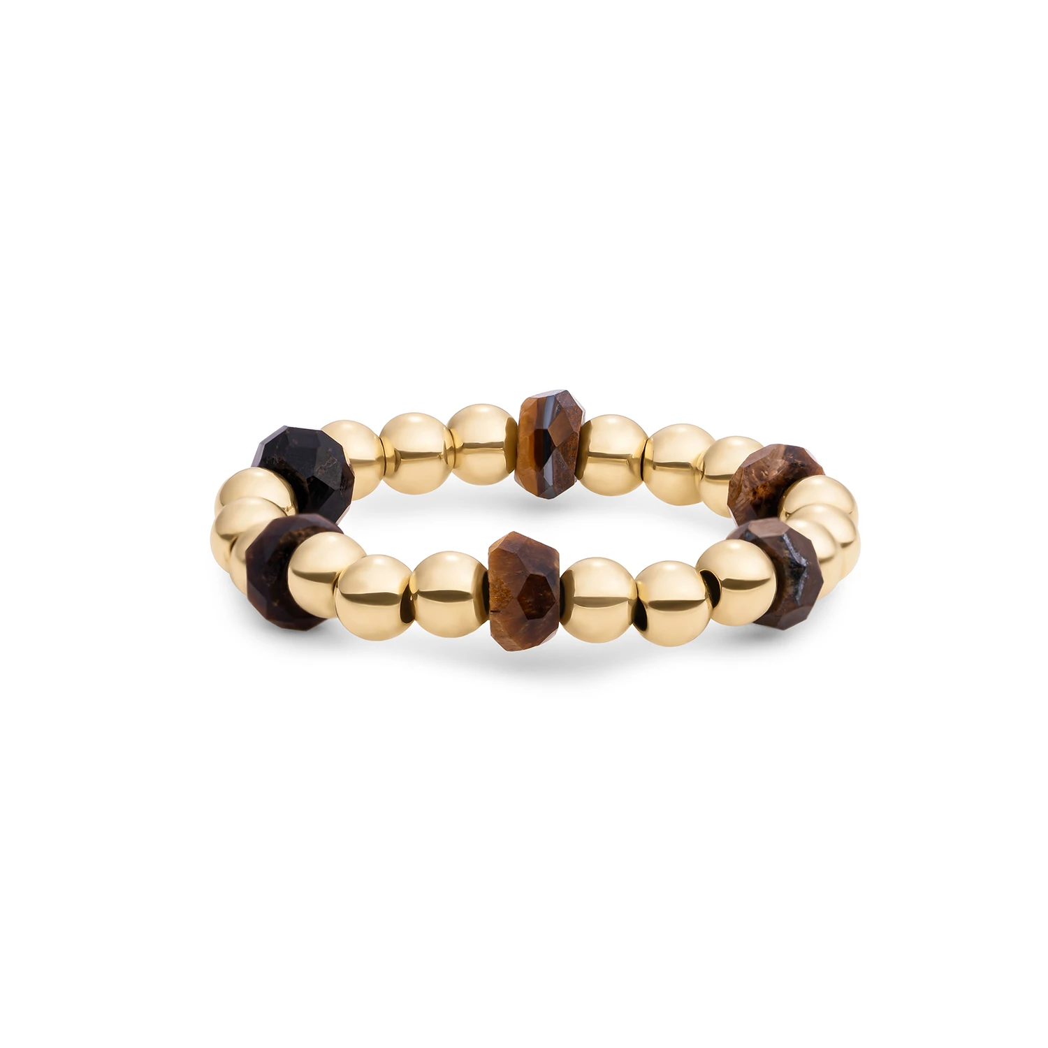 Beaded Ring | Facet roundel Tiger Eye - Gold