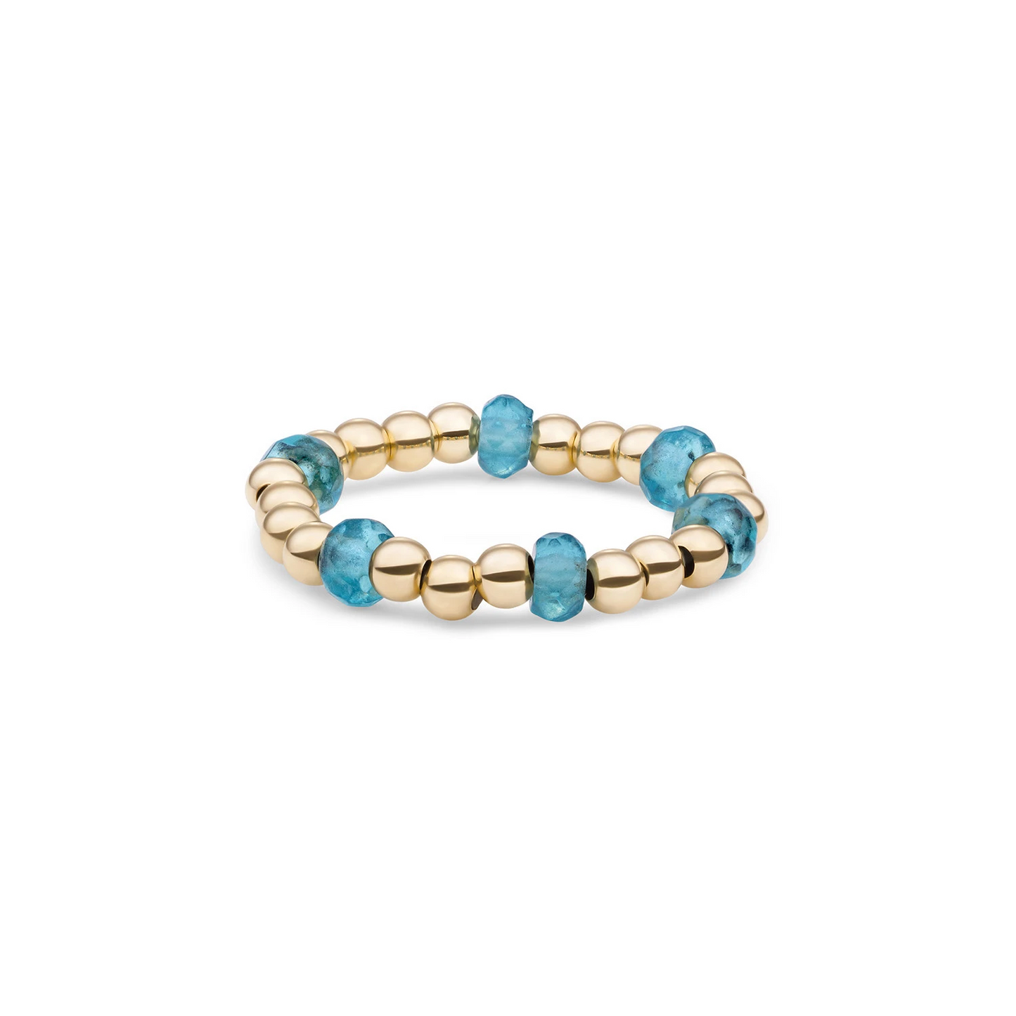 Beaded Ring | Facet roundel Turquoise Quartz - Gold