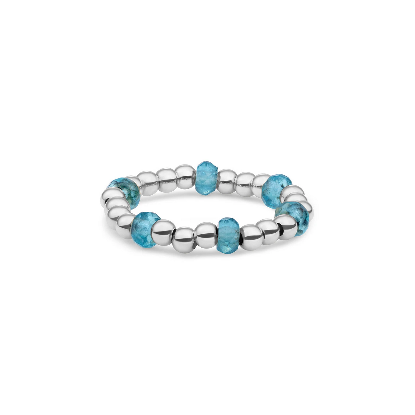 Beaded Ring | Facet roundel Turquoise Quartz - Silver