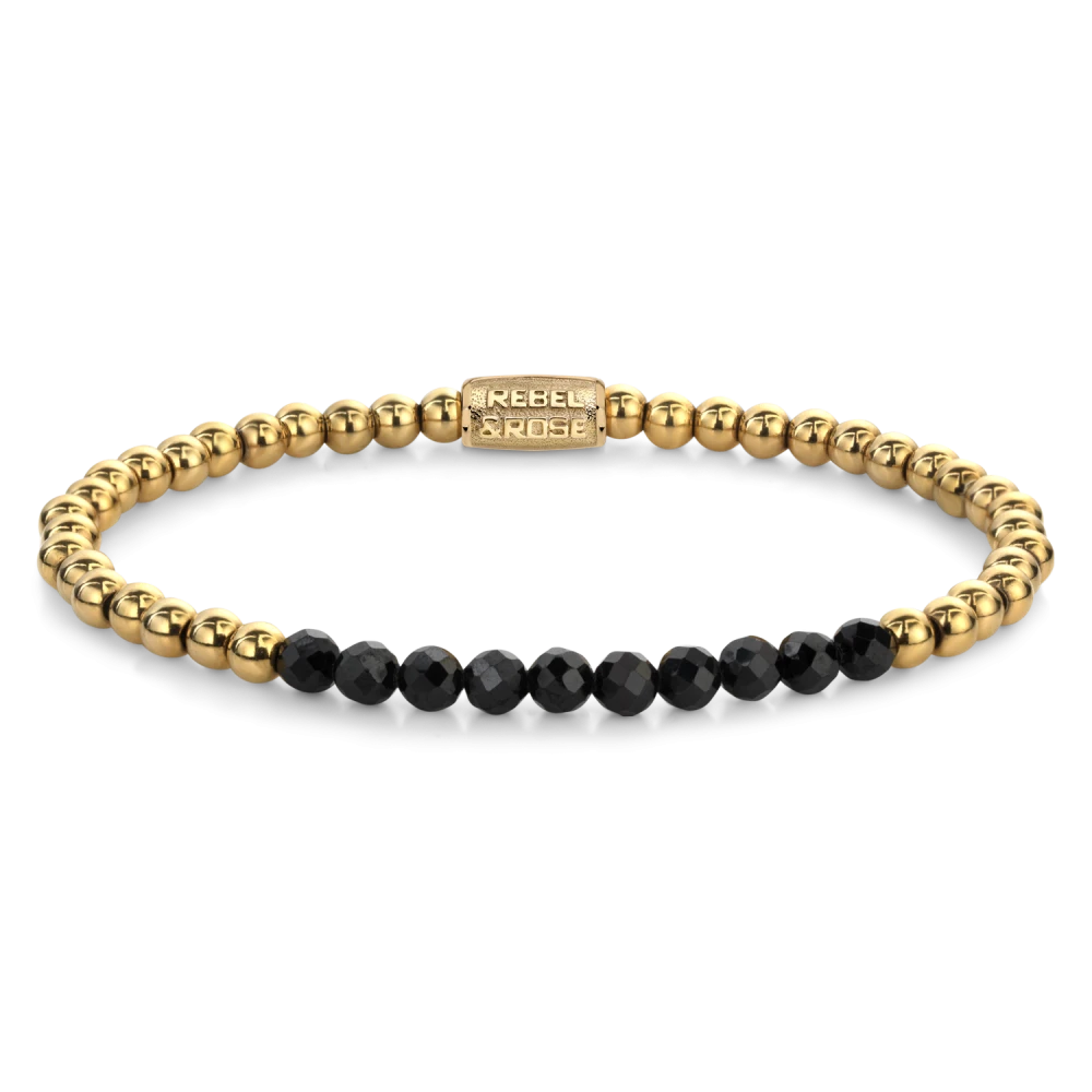 Black Glam Rocks Meets Yellowgold - 4mm S