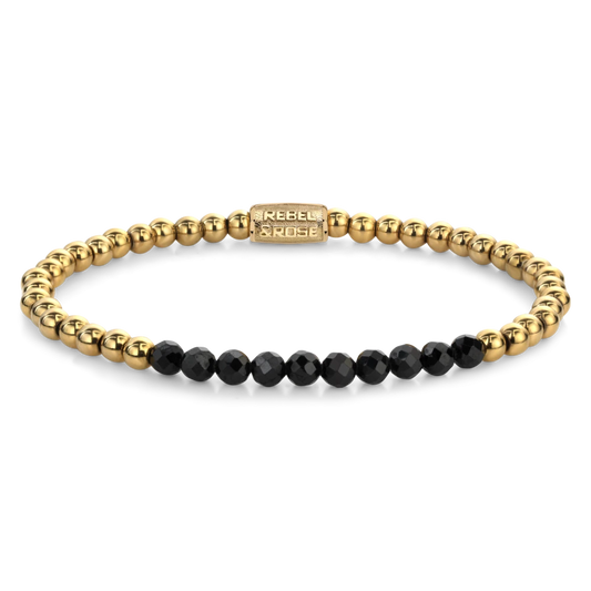 Black Glam Rocks Meets Yellowgold - 4mm S