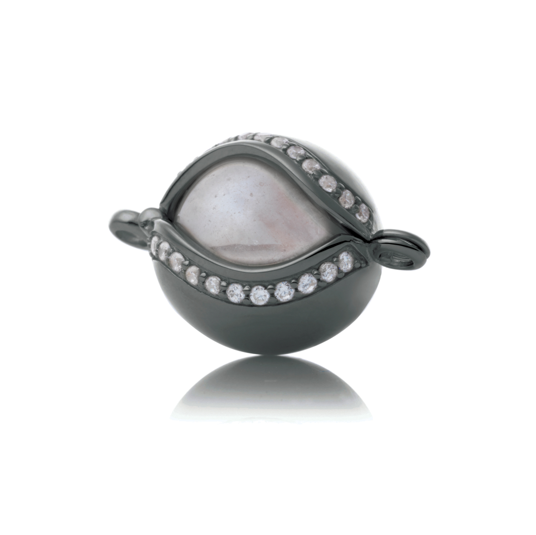 Black rhodium plated Bracelet pendant CZ Clear - polished