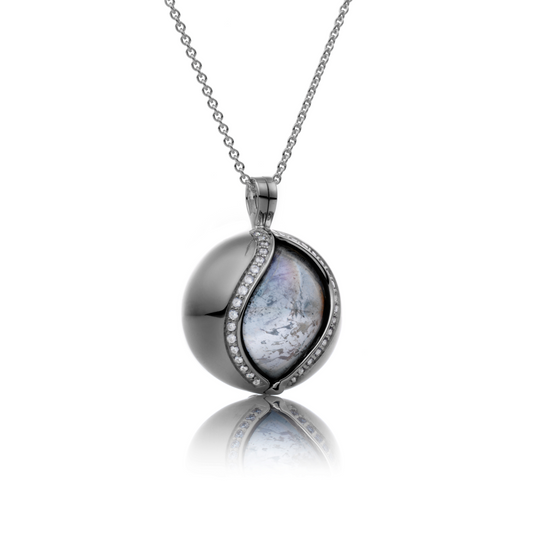 Black rhodium plated Minimal pendant CZ Clear - polished