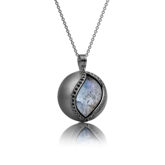 Black rhodium plated pendant - black CZ Ice Matt
