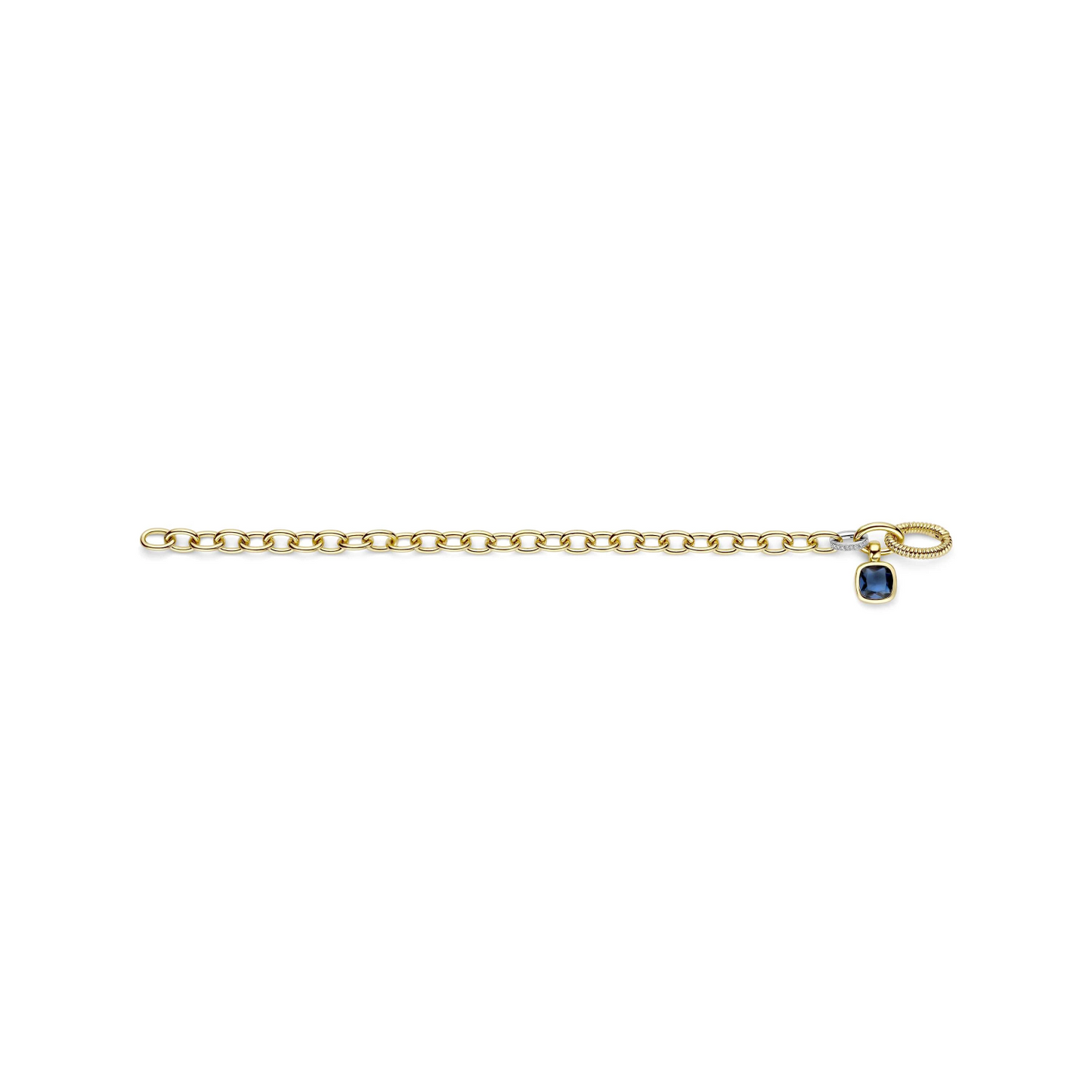 Blauwe Cushion Schakel Armband