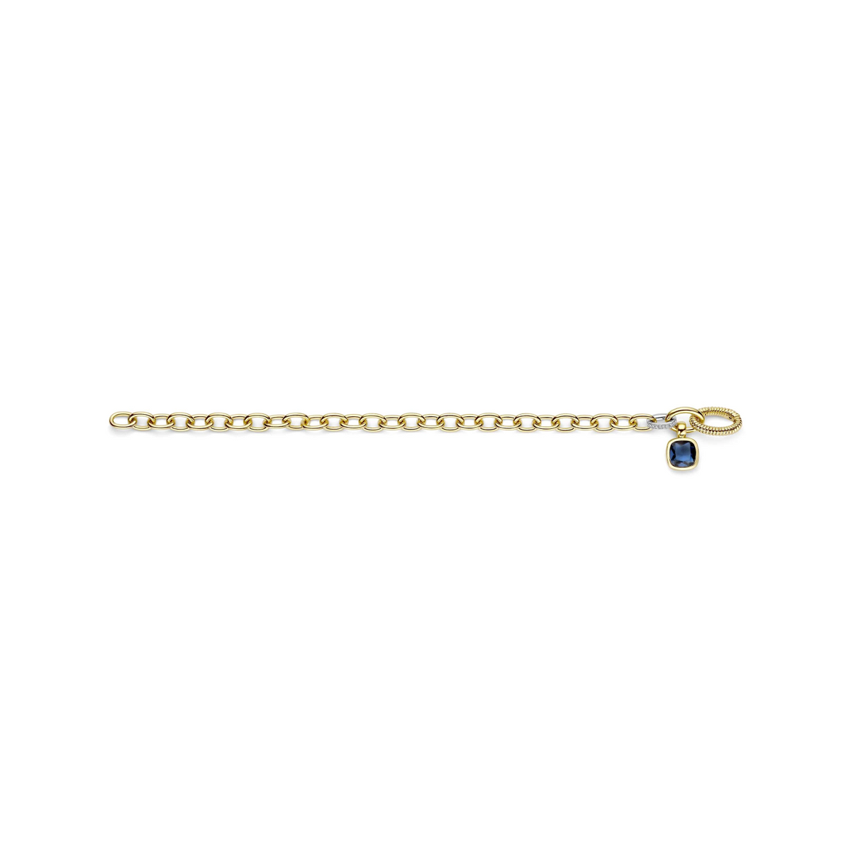 Blauwe Cushion Schakel Armband