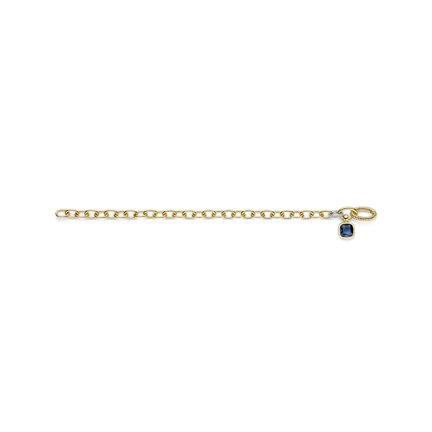 Blauwe Cushion Schakel Armband