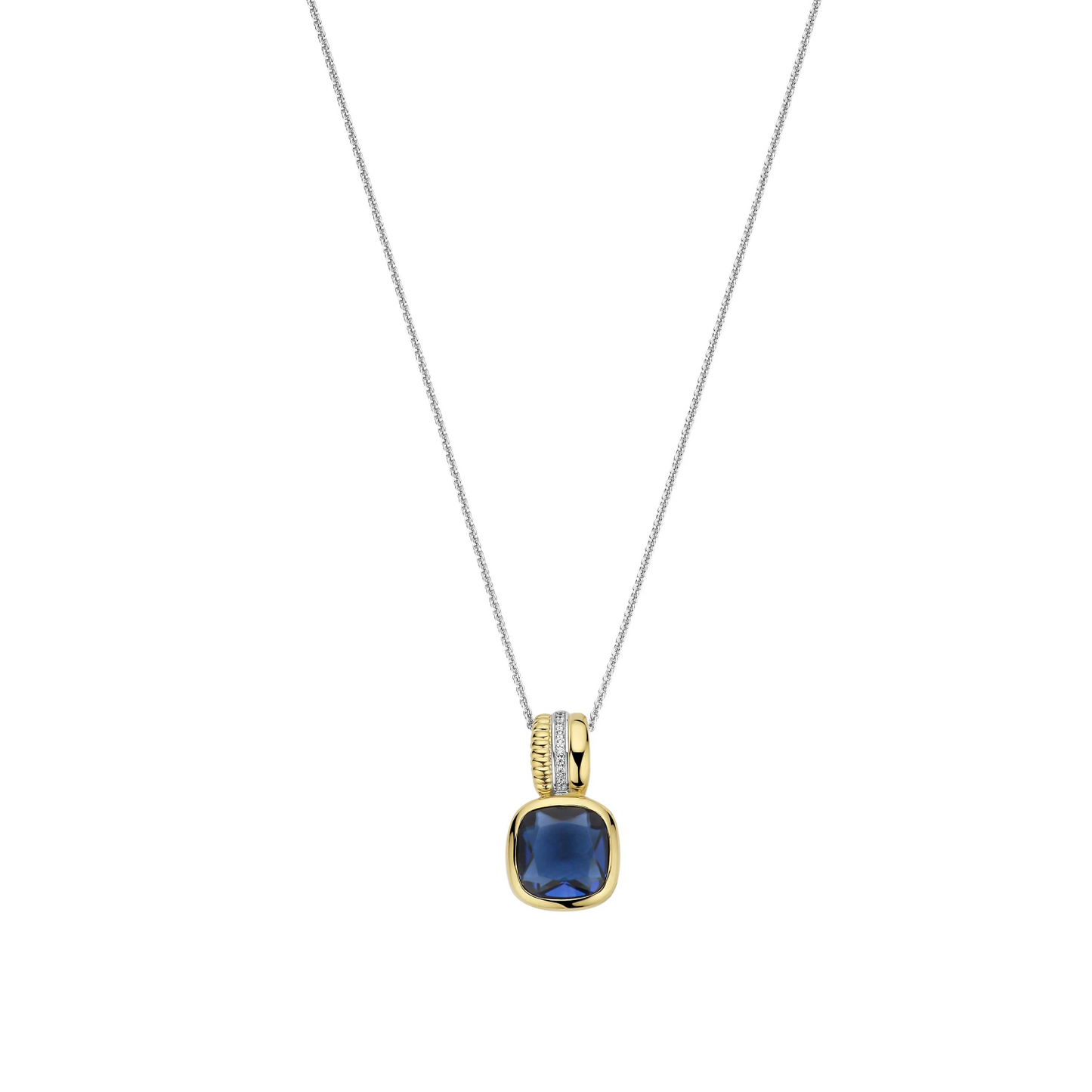 Blauwe Cushion Structure Ketting met hanger