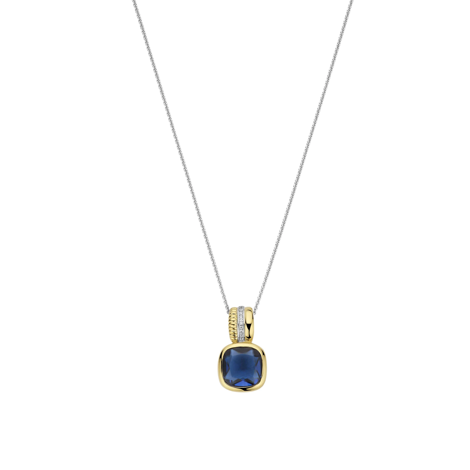 Blauwe Cushion Structure Ketting met hanger