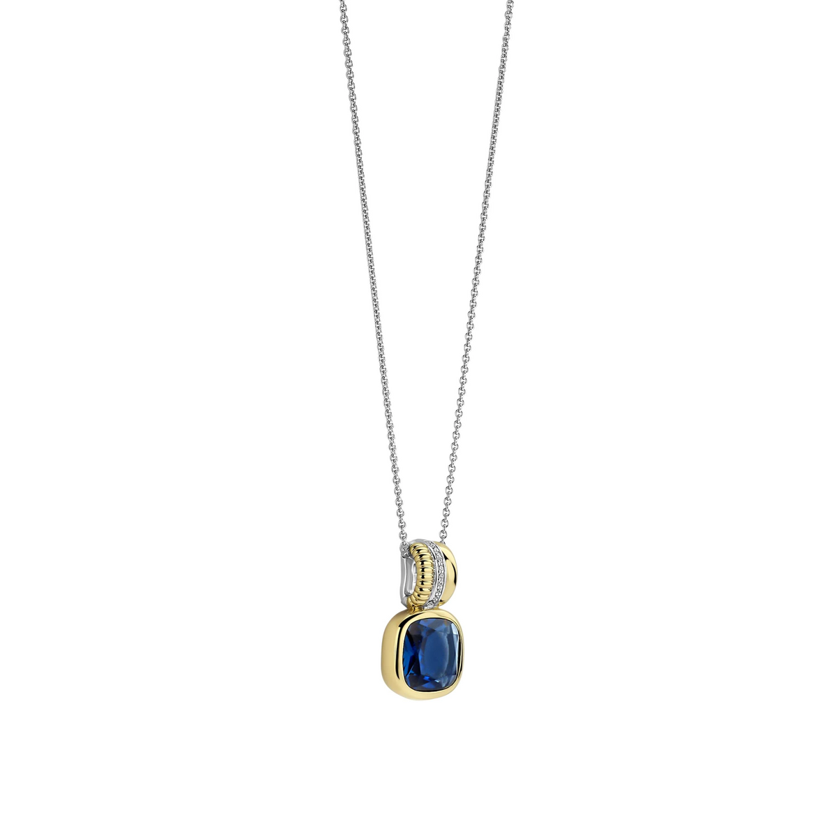 Blauwe Cushion Structure Ketting met hanger